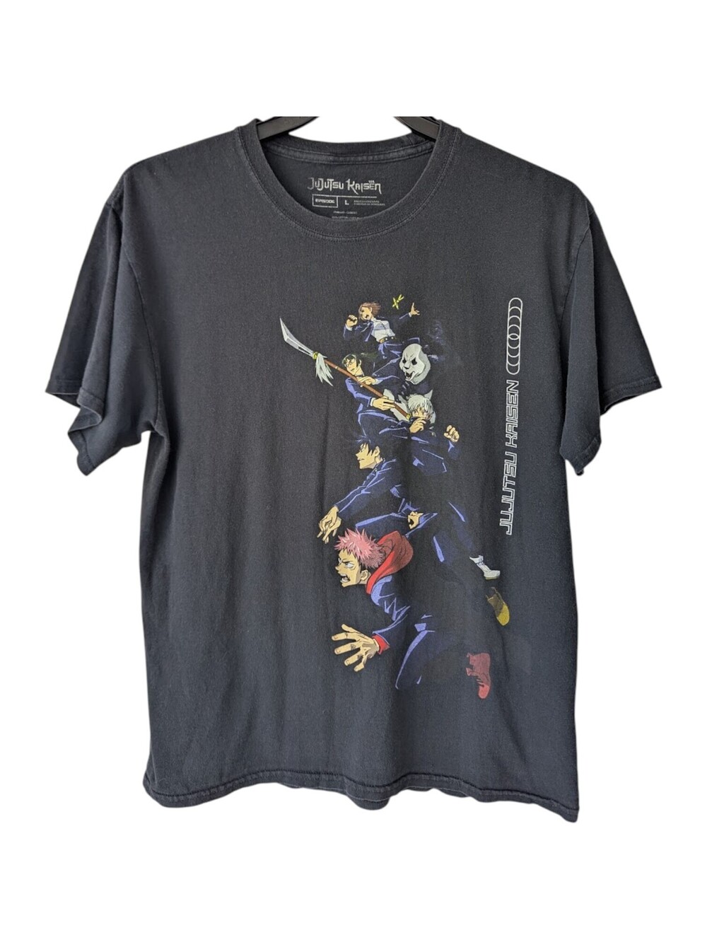 Jujutsu Kaisen Anime T-Shirt Mens Large Black Graphic Tee Cotton 21.5x27